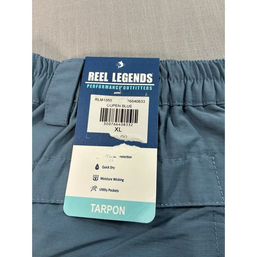 Reel Legends Tarpon Fishing Shorts Mens XL NWT Blue Stretch Performance